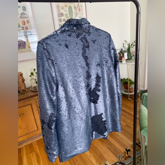 Blue Sequin Blazer Jacket - Picture 4 of 5